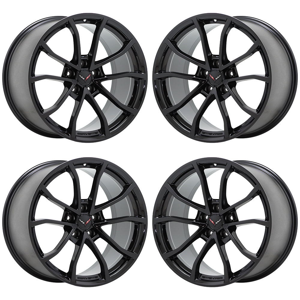 19x10" 20x12" Corvette C7 GS Gloss Black wheels rims Factory OEM 5542 5543
